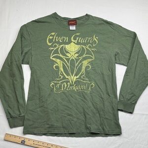 Gildan Lord of the rings T shirt Large L Green Elven Guards Mirkwood Long Sleeve